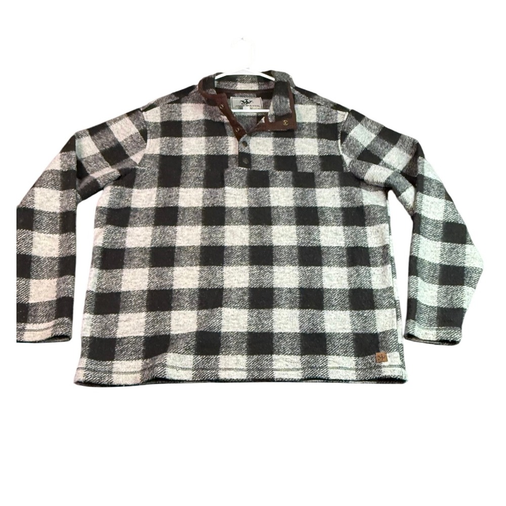 John Wayne Plaid‎ Pullover Cozy Fleece Western Style Outdoorsman Mens L